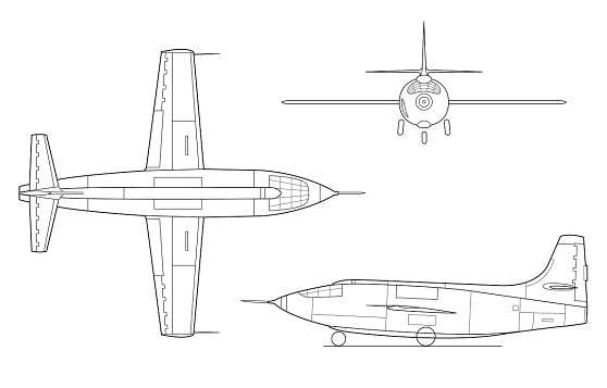 Bell X-1 3-view